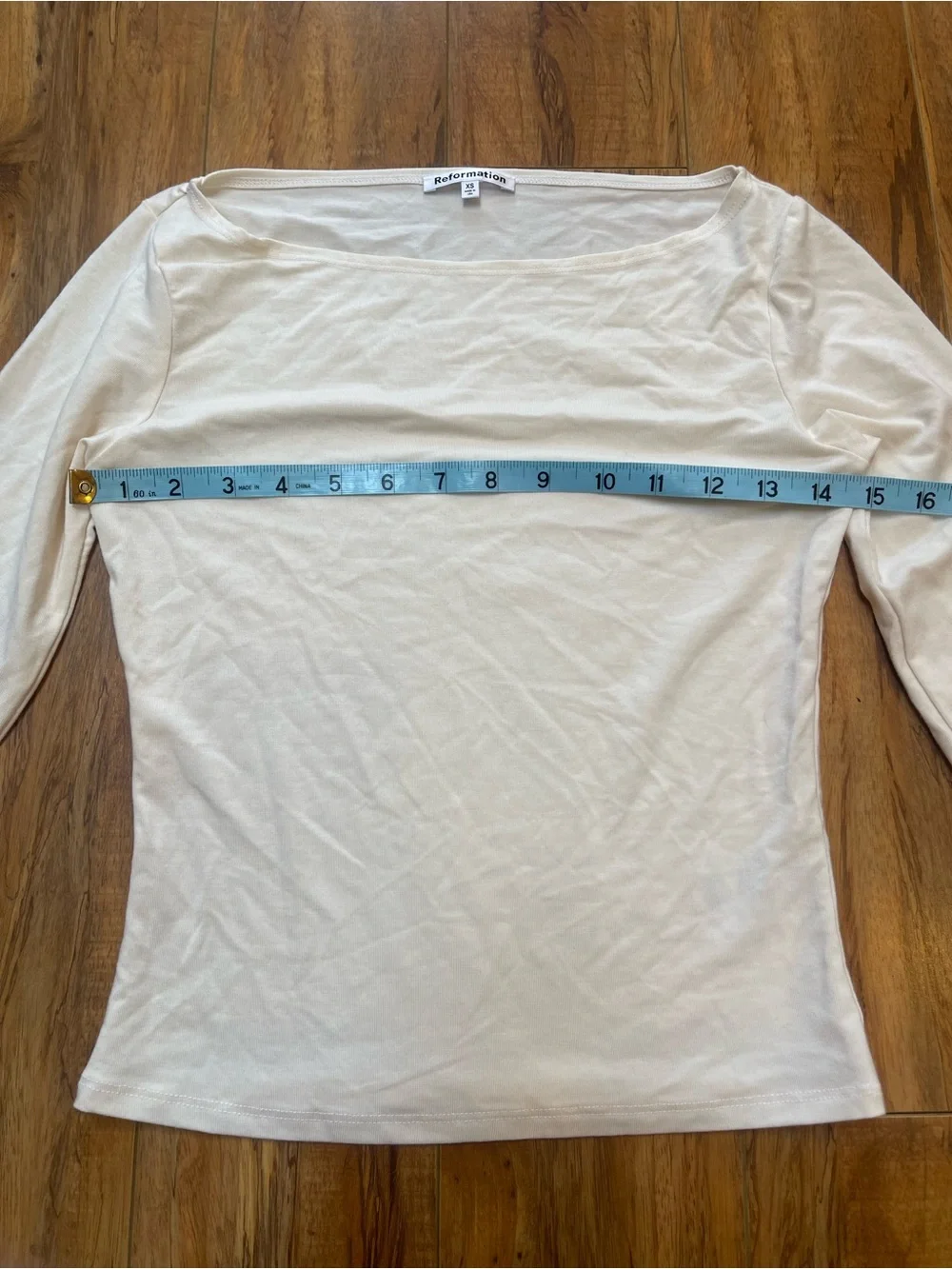 Reformation Wiley Knit Top Boat Neck Long Sleeve Top in Cream/Ivory XS